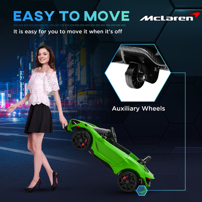 McLaren 765LT Licensed 12V Kids Electric Car w/ Scissor Doors, Training Wheels, Remote, Slow Start, Music Horn Green