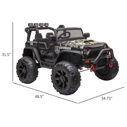 12V Kids Police Ride-On: 2-Seater SUV, Remote Control, Bluetooth, Camouflage