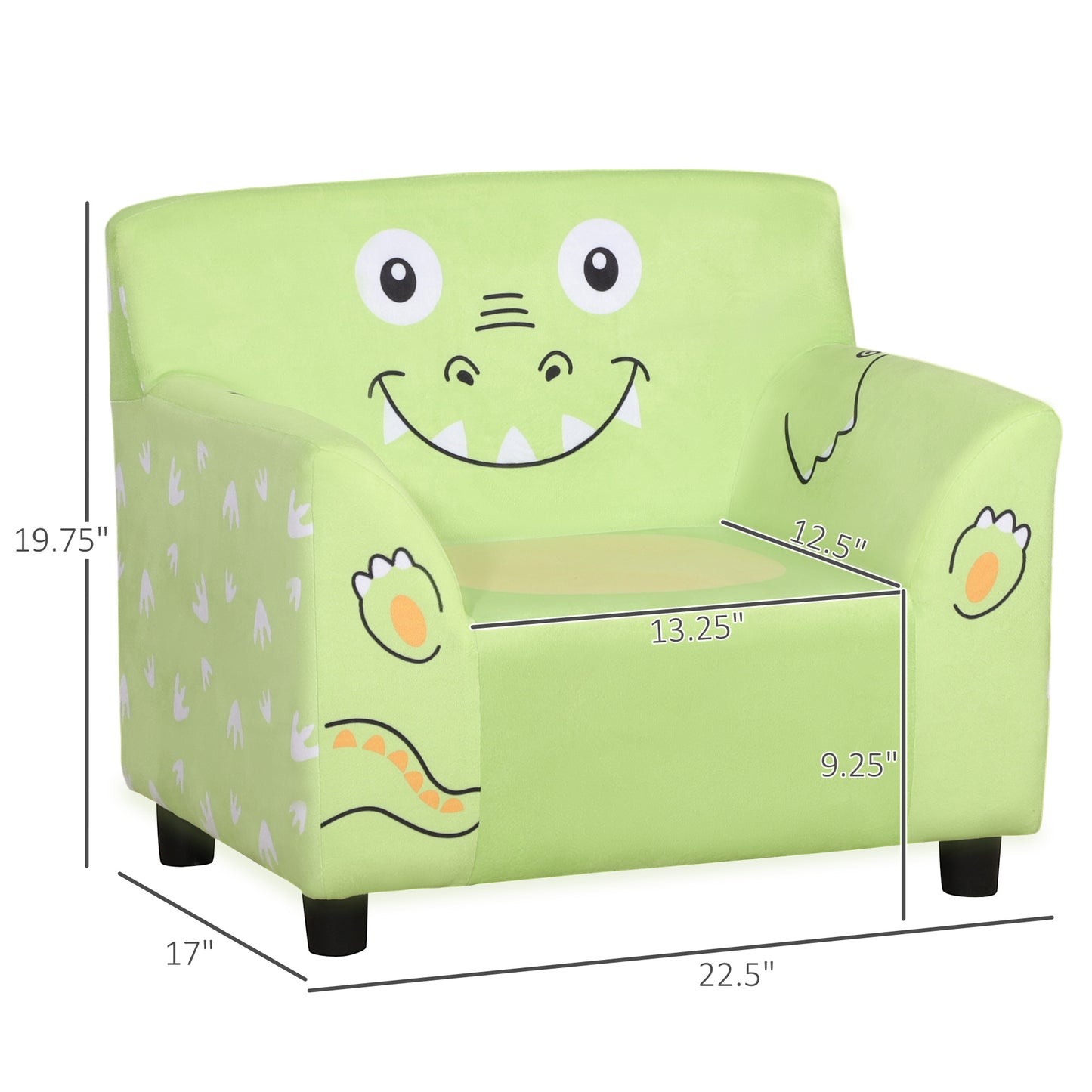 Children's Sofa: Cozy Velvet Toddler Armchair, Eco-friendly Eucalyptus Wood - Green Kids Crystal