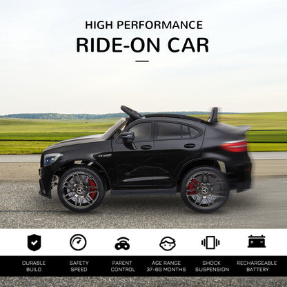 Licensed Ride-On Car: 12V Electric, Remote Control, Suspension Wheels, Black, Kids Powered Ride-On