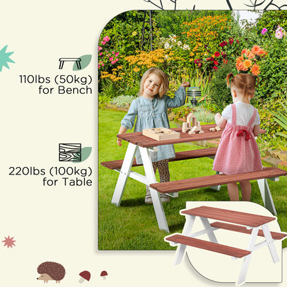 Kids Picnic Table and Chair Set, Wooden Table Bench Set Outdoor Activity for Backyard, Girls Boys Gift Aged 3-8 Years Old