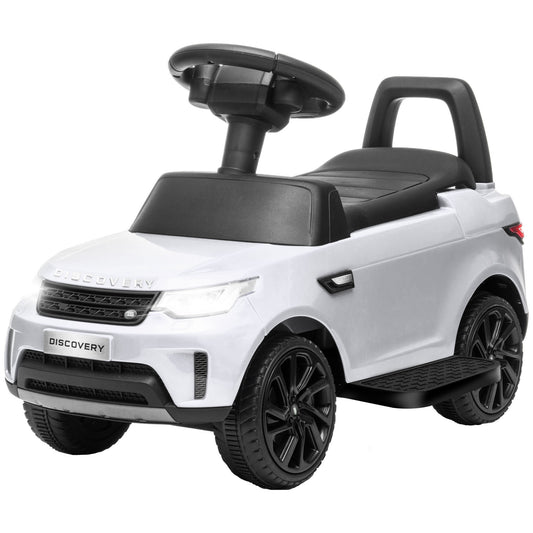 2 in 1 6V Land Rover Licensed Electric Car for Kids, Sliding Car with Music Horn Headlights, for 18-60 Months White Kids Crystal