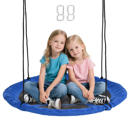 Giant Saucer Tree Swing, 43.25" Nest Web Rope Hanging Seat for Backyard Playground - Blue
