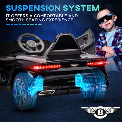 Kids Ride-On Car: 12V Electric, Remote Control, Portable Battery, Suspension System, Black
