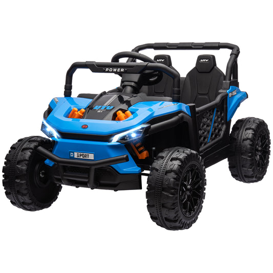 12V Kids Ride On Car, Toy Truck with Remote Control, Spring Suspension, LED Headlights, 3 Speeds, Blue Kids Crystal