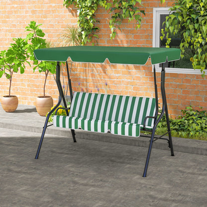 3-Seat Patio Swing Chair, Outdoor Porch Swing Glider with Adjustable Canopy, Removable Cushion for Garden