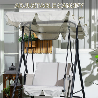 1-Seat Patio Swing Outdoor Porch Glider Adjustable Canopy Removable Cushions Garden Poolside