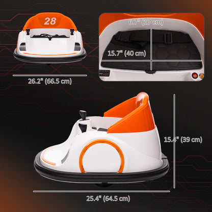 12V Bumper Car for Toddlers, Ride On Car with 360 Degree Remote Control, Lights Music Horn, for 1.5-5 Years, Orange