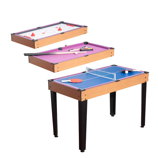 3-in-1 Mini Multi-Game Table Set for Billiards Table Tennis Air Hockey with Complete Accessories Kids Crystal