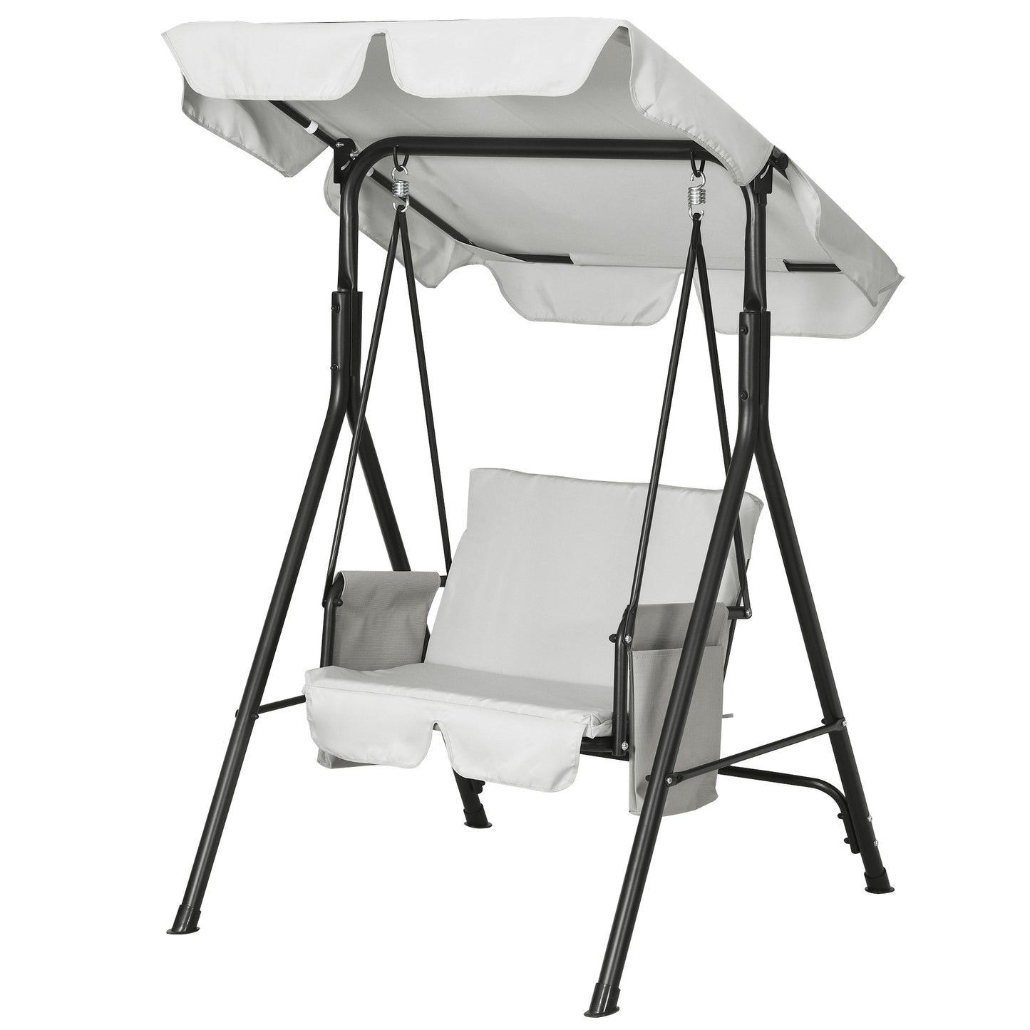 1-Seat Patio Swing Outdoor Porch Glider Adjustable Canopy Removable Cushions Garden Poolside Kids Crystal