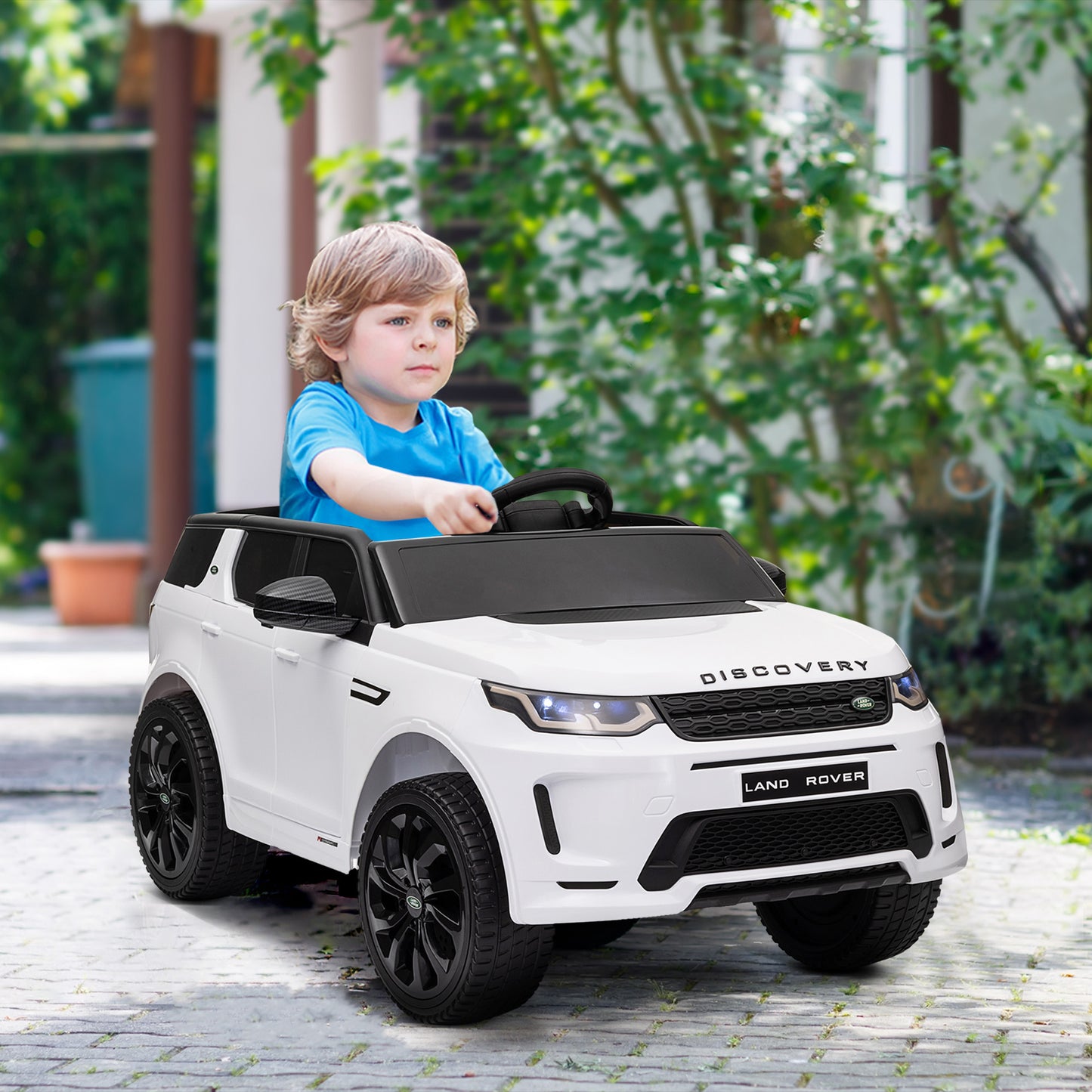 Land Rover Discovery Sport Licensed 12V Ride on Car w/ Remote, Soft Start, LED Lights, Music Horn, White Kids Crystal