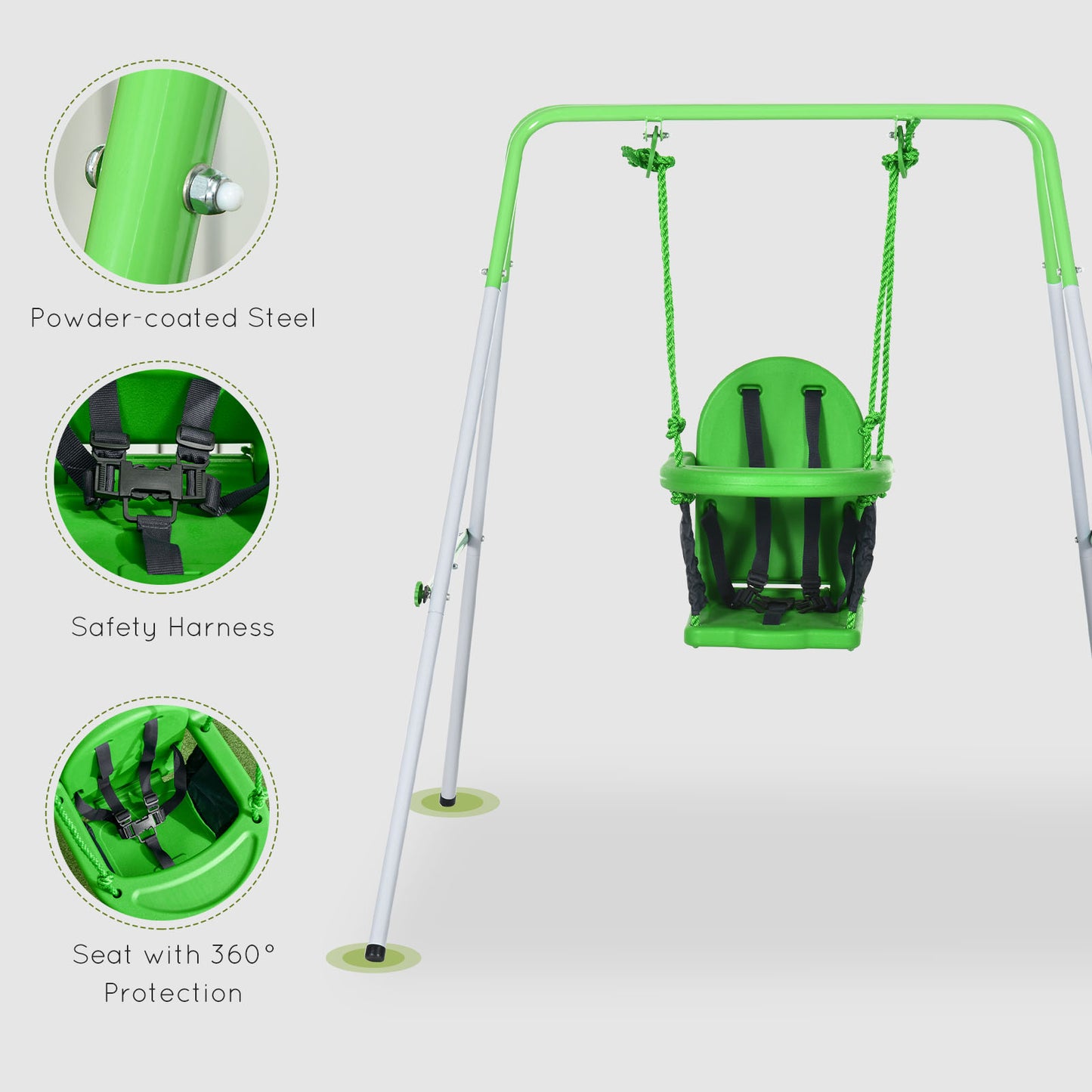 Toddler Swing Set 2 in 1 with Safety Harness, Durable Design for Ages 3-36 Months Kids Crystal