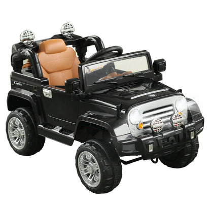 12V Kids Electric Ride-On Truck Car Toy with Remote Control Lights MP3 LCD Indicator Black
