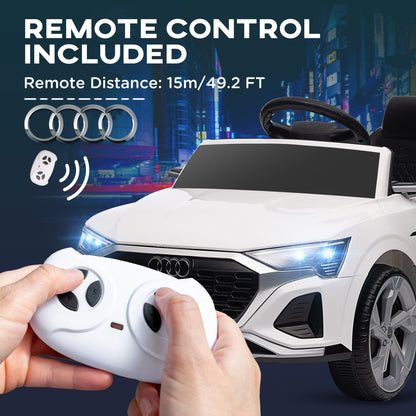 12V Battery Powered Kids Electric Car, Audi Q8 etron Sportback Licensed Ride on Car w/ Remote Control, White