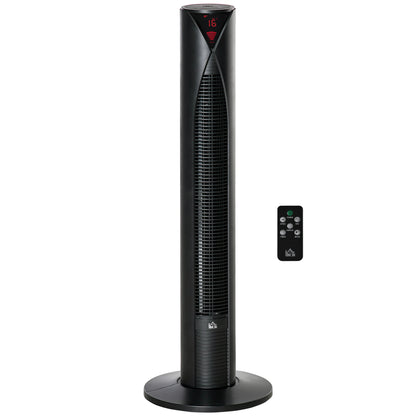 Tower Fan Oscillating 3 Speed 12h Timer LED Remote Control Cooling for Bedroom Home Black