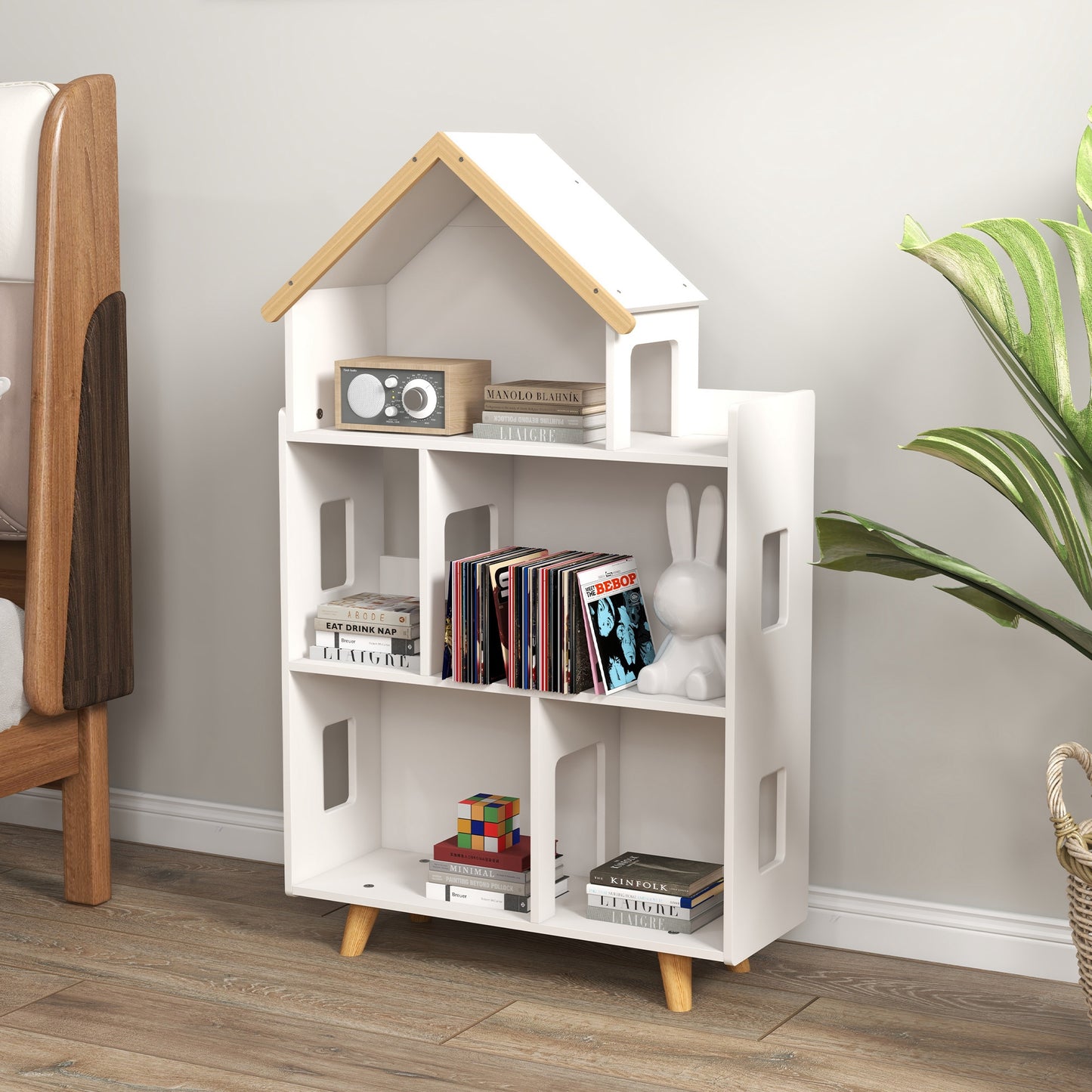 Toy Storage Organizer Cabinet 3 Tier Kids Bookshelf Playroom Room Nursery Kindergarten White Kids Crystal