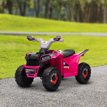 Ride-On Car: 6V, Quad, Electric, Wear-Resistant Wheels, For Boys/Girls, Pink, Toddler Vehicle