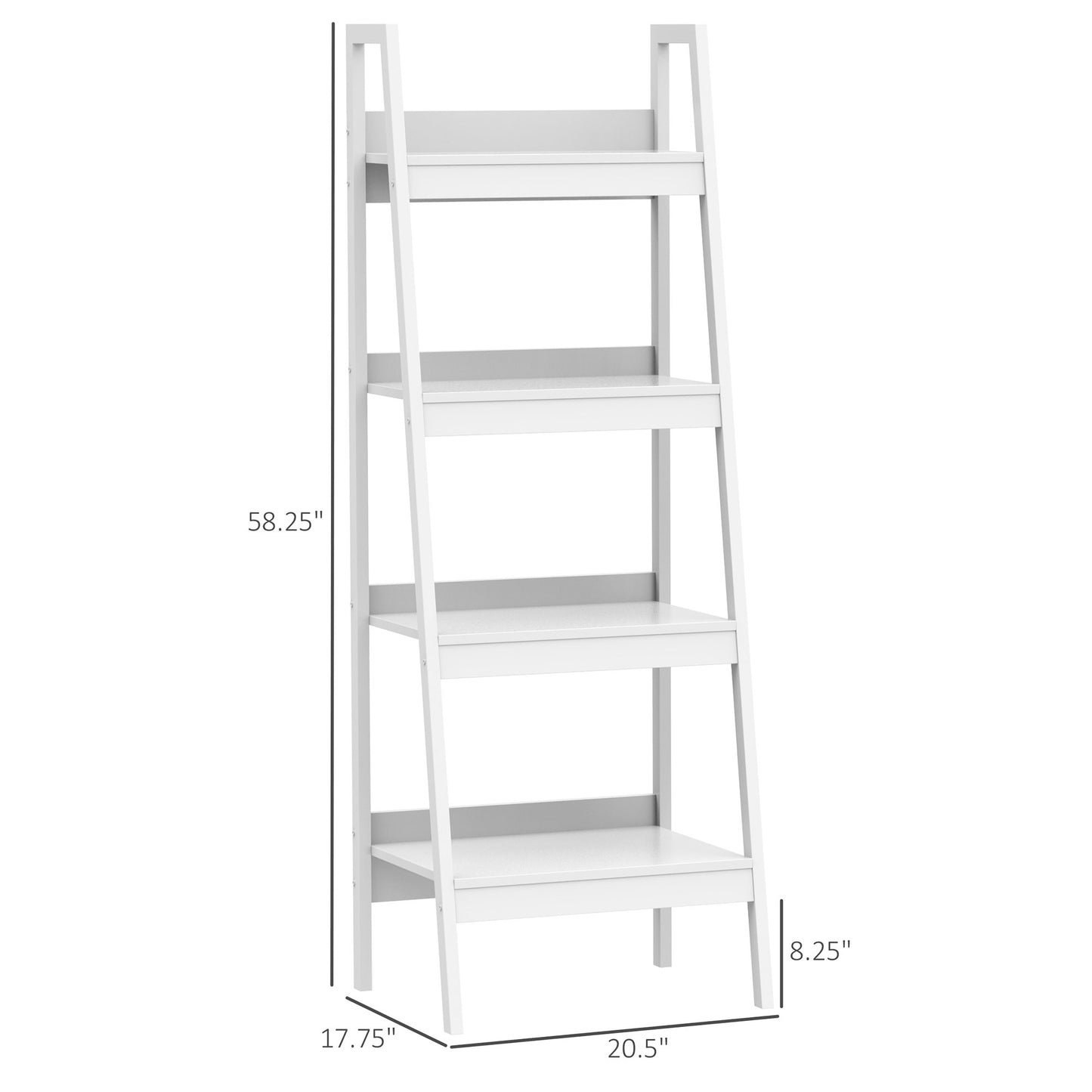 4 Tier Ladder Shelf Bookcase Set of 2 White Display Rack Storage Shelving Unit Flower Plant Stand Multi-Use Kids Crystal