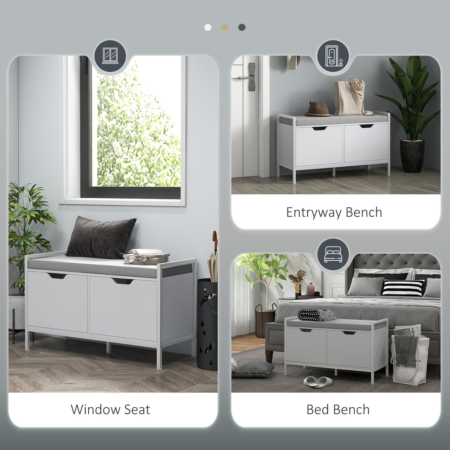 Shoe Storage Bench with Seat Cushion, Shoe Cabinet for Hallway, Entryway Bench, Supports 352lbs, White Kids Crystal