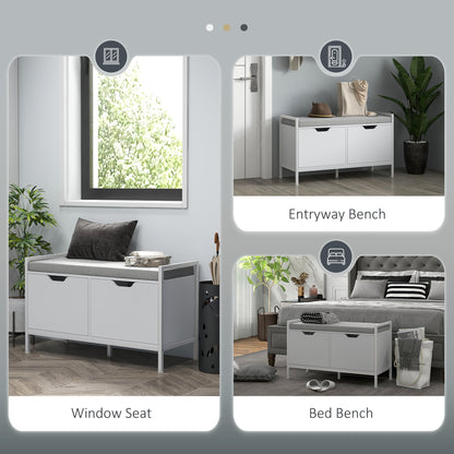 Shoe Storage Bench with Seat Cushion, Shoe Cabinet for Hallway, Entryway Bench, Supports 352lbs, White