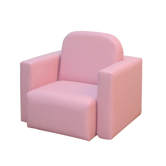 2-in-1 Kids Convertible Table & Sofa Chair Set, Pink Multifunctional Toddler Armchair and Activity Couch Kids Crystal