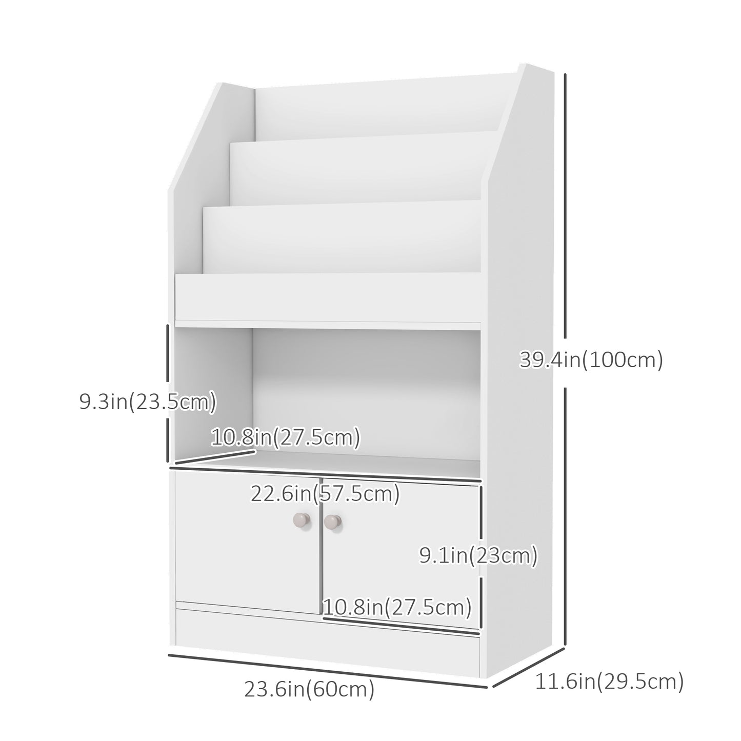Toy Storage Organizer Shelf Kids Bookshelf for Bedroom Playroom Nursery White Kids Crystal