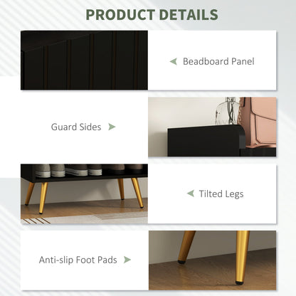 Entryway Narrow Shoe Storage Cabinet with Adjustable Shelves Open Shelf for 15 Pairs Black