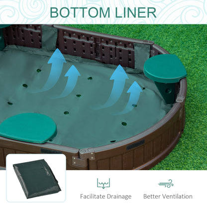Childrens Sandbox with Canopy Cover Corner Seats Easy Assembly Outdoor Sand Play Area for Garden Backyard