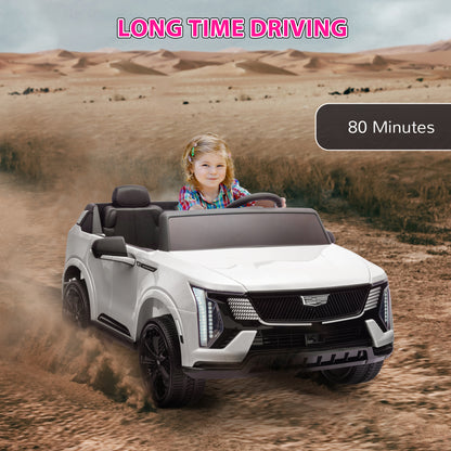 2-Seater Ride on Truck, 12V Cadillac Escalade Licensed Kids Electric Car with Remote , Spring Suspension, White