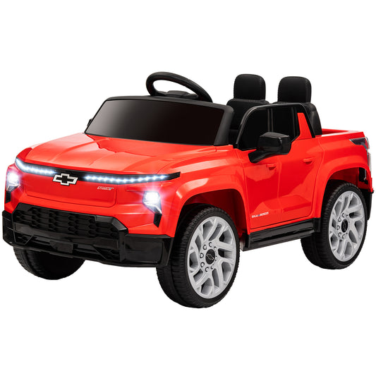 12V CHEVROLET SILVERADO EV RST Licensed Kids Car w/ Remote, Spring Suspension, Soft Start, Training Wheels, Red Kids Crystal