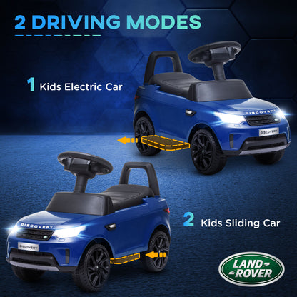2 in 1 6V Land Rover Licensed Electric Car for Kids, Sliding Car with Music Horn Headlights, for 18-60 Months Blue