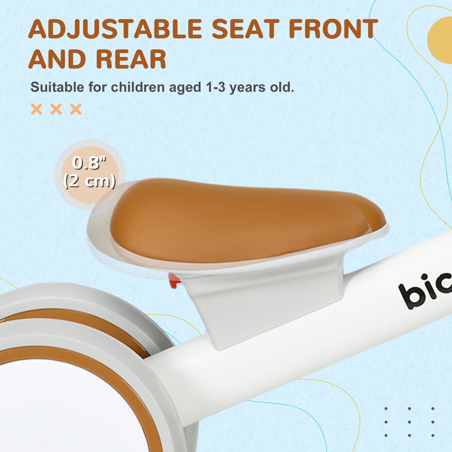 Toddler Balance Bike for 12–36 Months with Adjustable Seat, Removable Basket, 4 Silent Wheels, Brown Kids Crystal