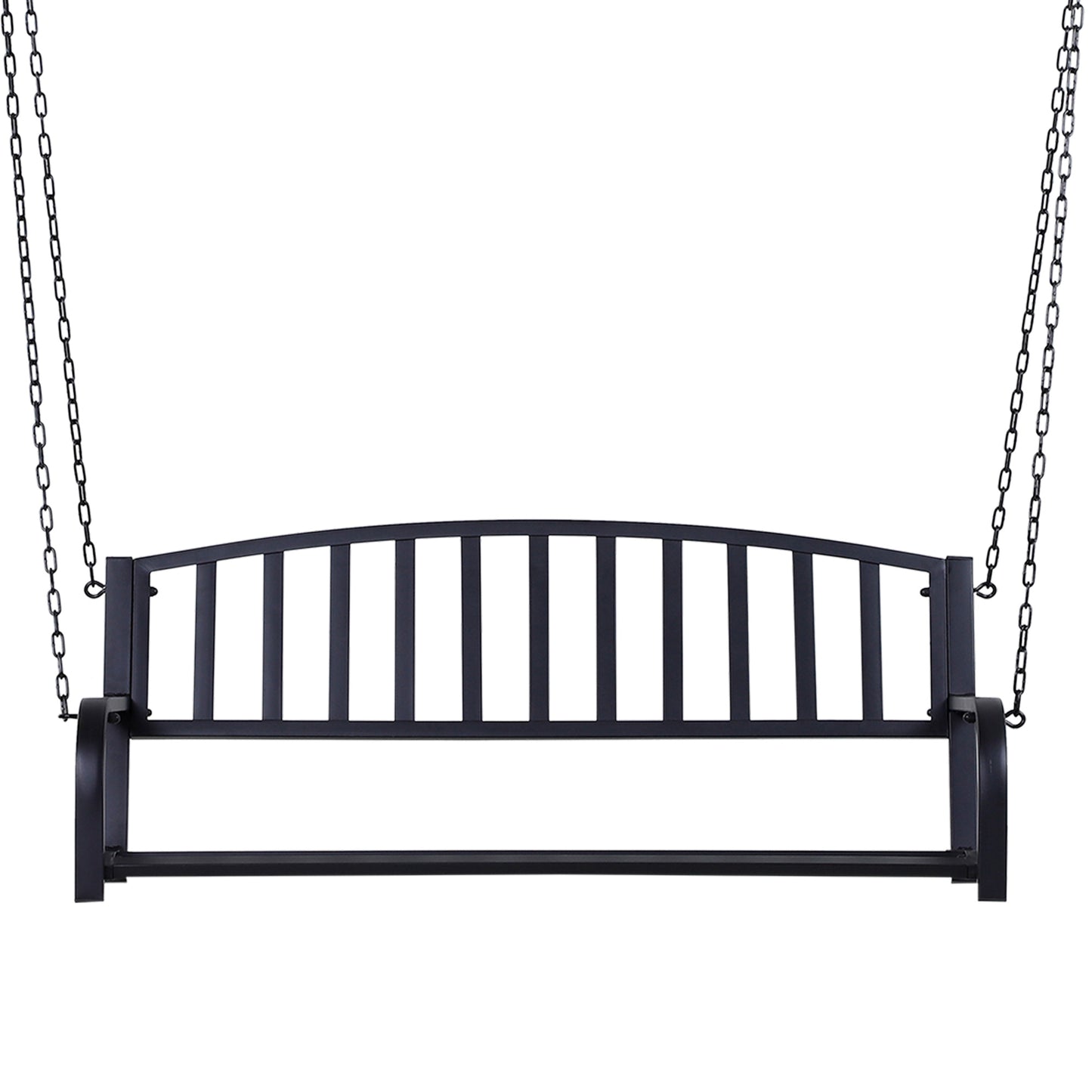50" Porch Swing Bench Lounger: Outdoor Hanging Glider Chair Steel Frame Black Kids Crystal