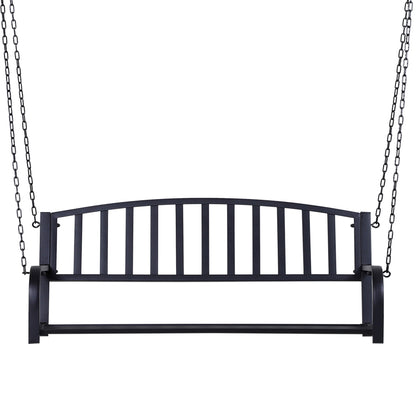 50" Porch Swing Bench Lounger: Outdoor Hanging Glider Chair Steel Frame Black