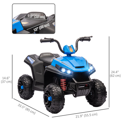 12V Kids ATV with Four Wheels Spring Suspension, Forward & Backward, LED Light, MP3, Music, Blue