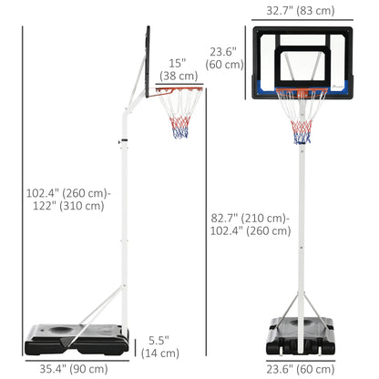 Adjustable Basketball Hoop Stand Sturdy Backboard Weighted Base Portable on Wheels