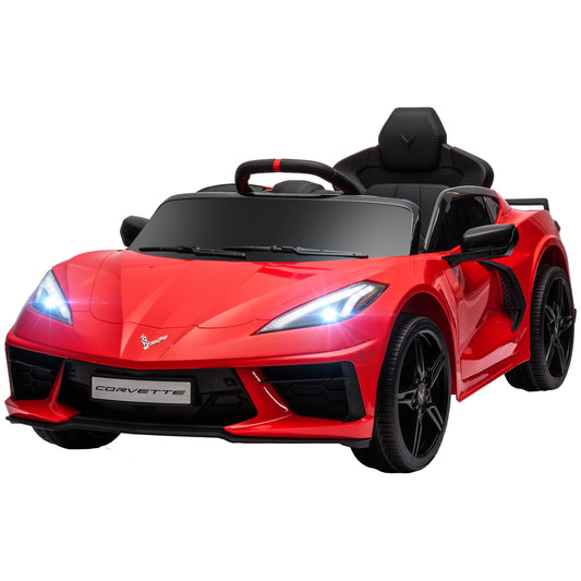 12V Kids Electric Car Corvette Licensed Remote Control Suspension Music Headlight Slow Start Red Ride On Vehicle Kids Crystal