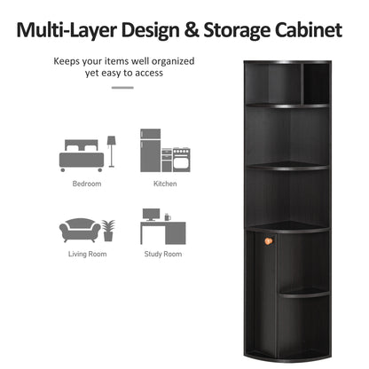 Spacious Storage Solution: 5-Tier Open Shelves Bookcase Cabinet, Floor Standing Home Office Organizer in Black