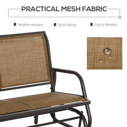 Patio Glider Bench Outdoor Double Swing Chair Steel Frame Garden Rocking Loveseat Heavy-Duty Brown