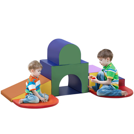 7-Piece Soft Foam Play Set: Toddler Stairs, Ramp, Colorful Educational Activity Toys