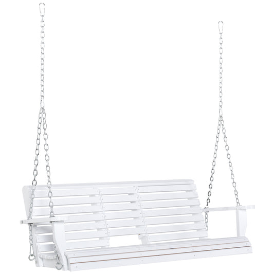 2 to 3 Seater Porch Swing Wood Patio Swing Chair Swing Bench with Foldable Table, Cup Holders, Steel Chains Garden, Patio Kids Crystal