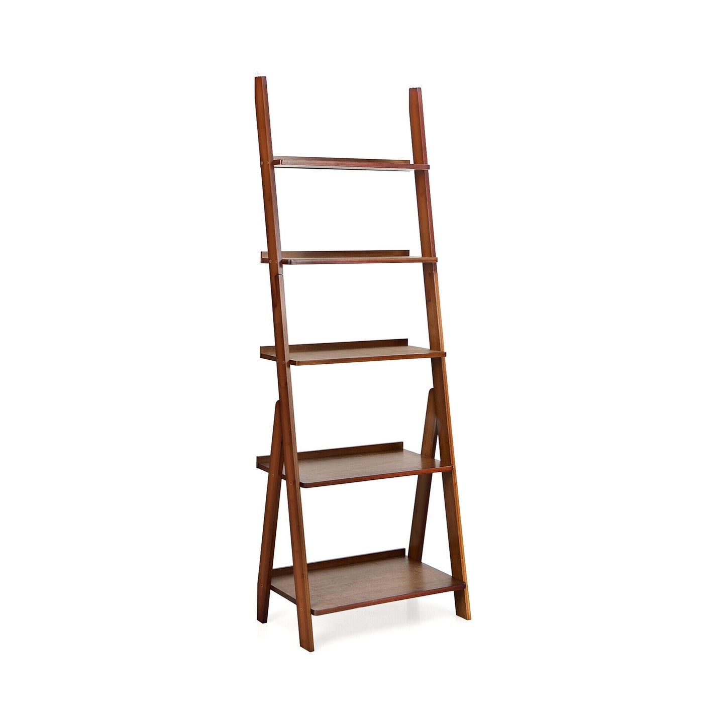 5-Tier Bamboo Ladder Shelf for Home Use-Brown Kids Crystal