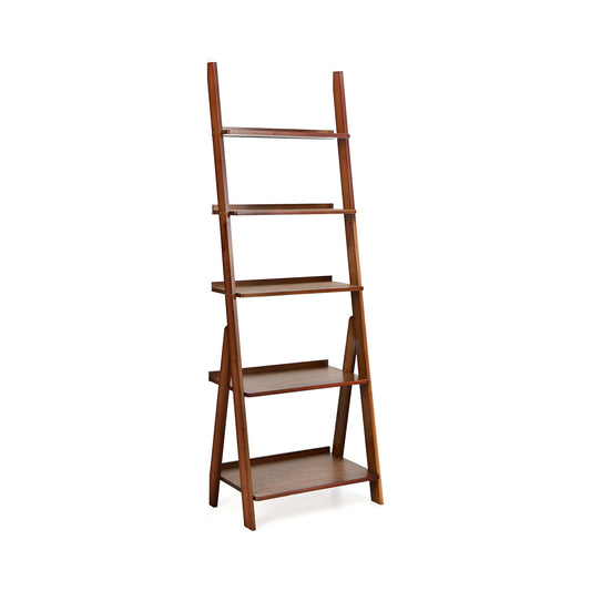 5-Tier Bamboo Ladder Shelf for Home Use-Brown Kids Crystal