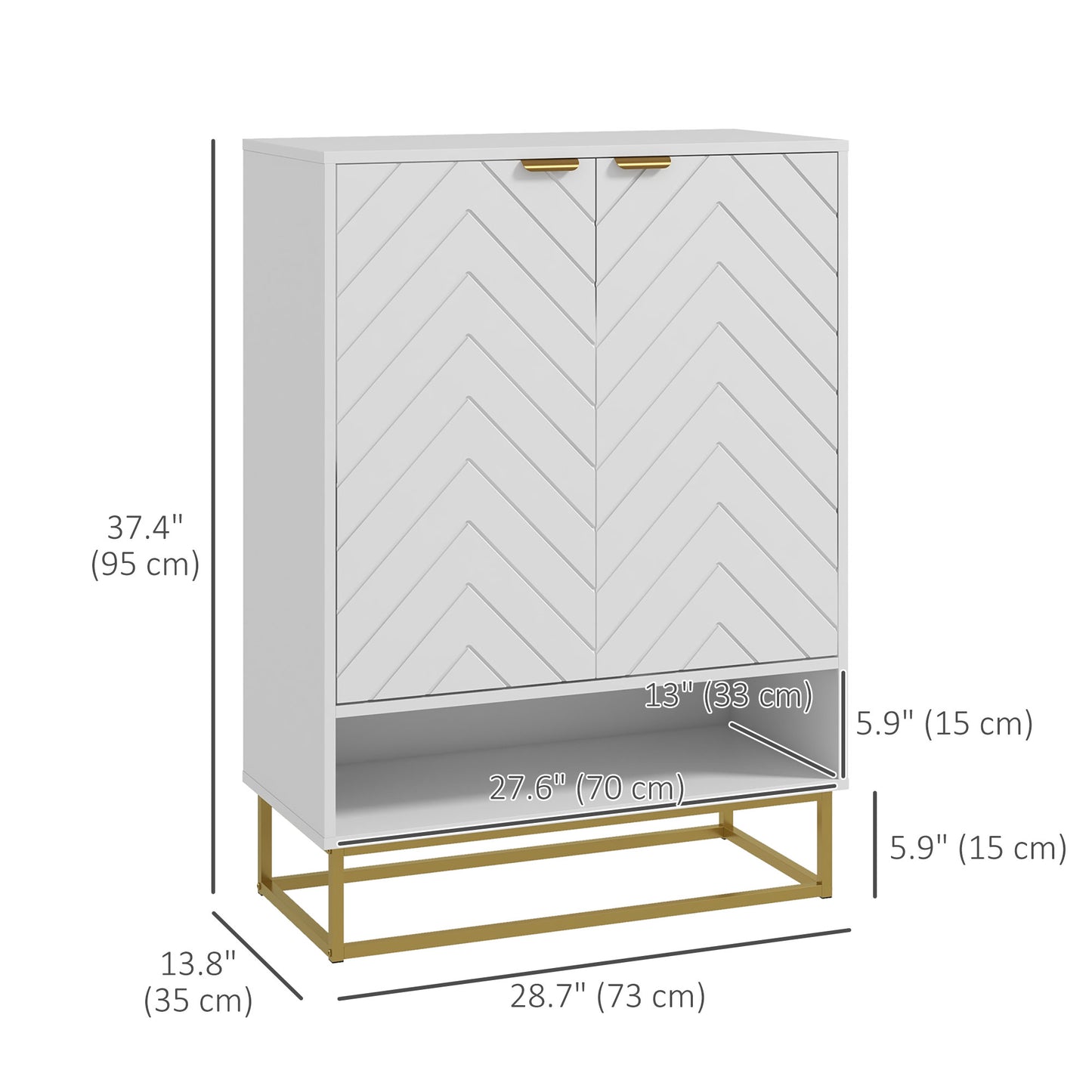 Entryway Shoe Cabinet, Shoe Storage Cabinet with Adjustable Shelf for 12 Pairs of Shoes, White Kids Crystal