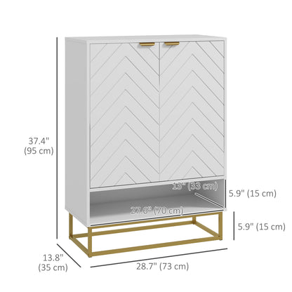 Entryway Shoe Cabinet, Shoe Storage Cabinet with Adjustable Shelf for 12 Pairs of Shoes, White