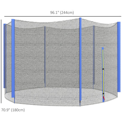 Safety Trampoline Net Enclosure 8ft Round Zippered Entrance Replacement Netting Black