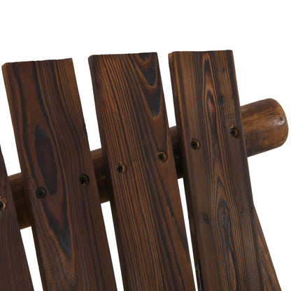 Freestanding 6.5' Wooden Loveseat Traditional Farmhouse Style Log Swing Carbonized