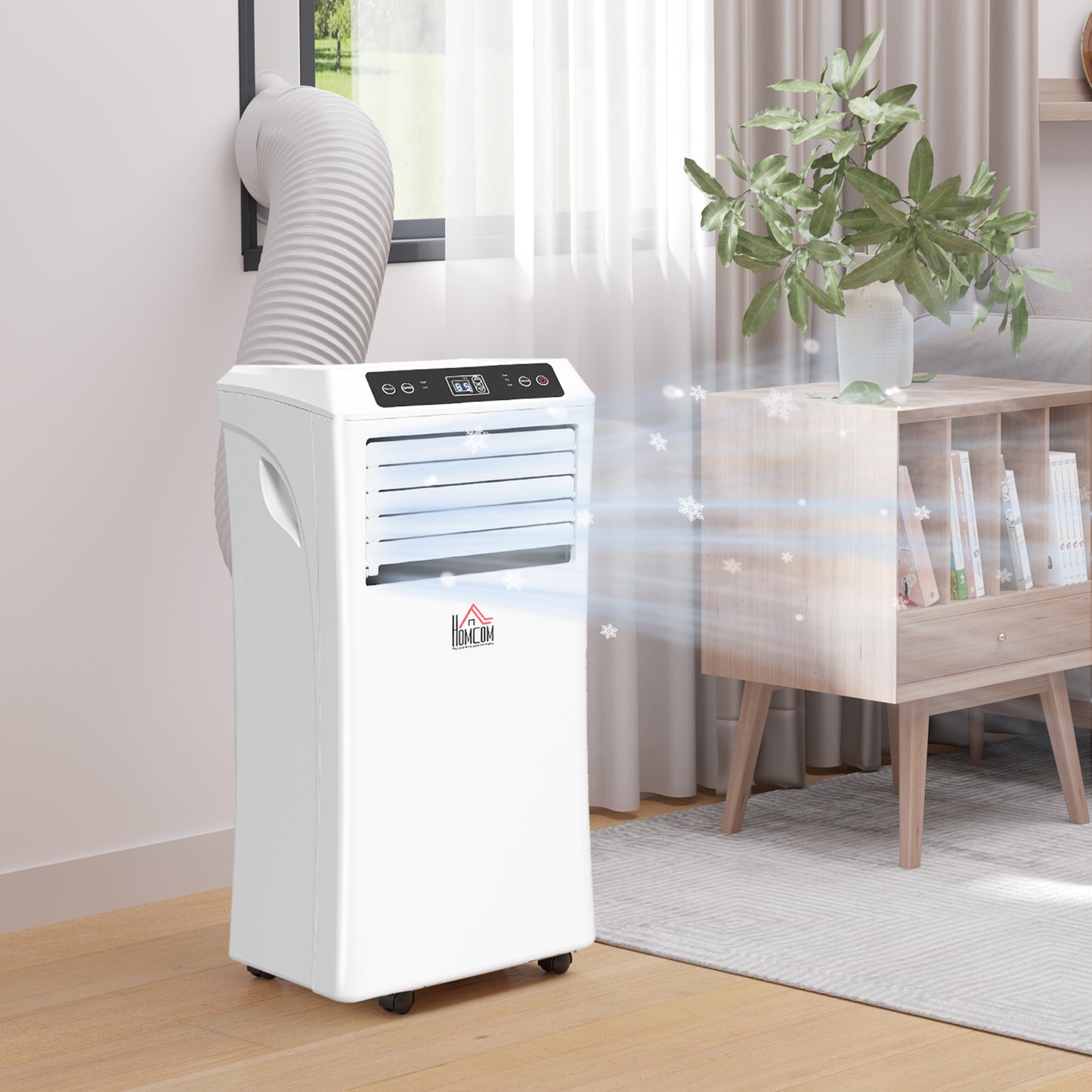 10,000BTU Mobile Portable Air Conditioner with Cooling, Dehumidifier, 2 Speed Fans, 24-Hour Timer for Bedroom, White
