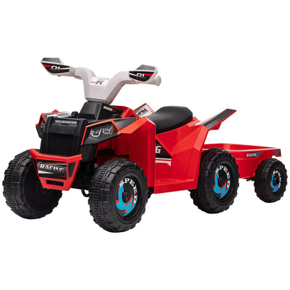 Ride-On Car: 6V, Electric, Trailer, Forward/Reverse, Wear-Resistant Wheels, Toddlers, Red