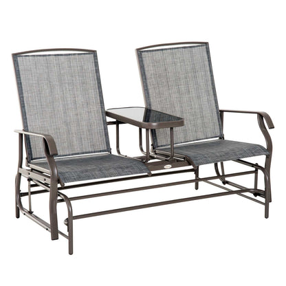 2-Person Patio Glider Bench Outdoor Loveseat Rocker Swing Chair Garden Furniture Grey